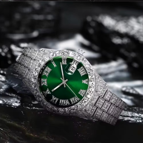 Hip Hop alloy and rhinestones iced out wrist quartz watch - Picture 2 of 3